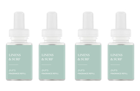 Pura diffuser refill Linens: fresh, inviting scent for any space.
