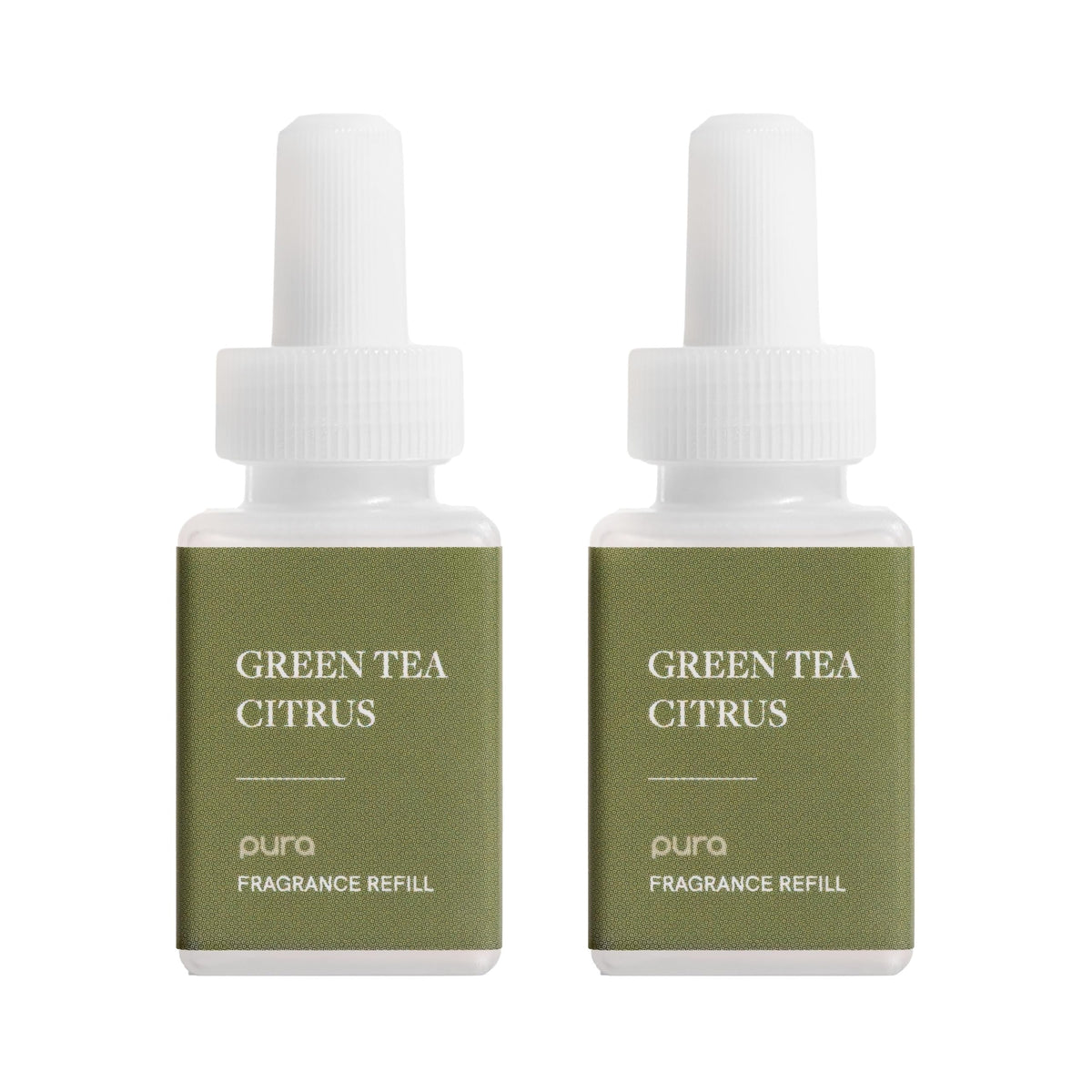 Pura Green Tea Citrus refill package front, premium fragrance for a refreshed living space.