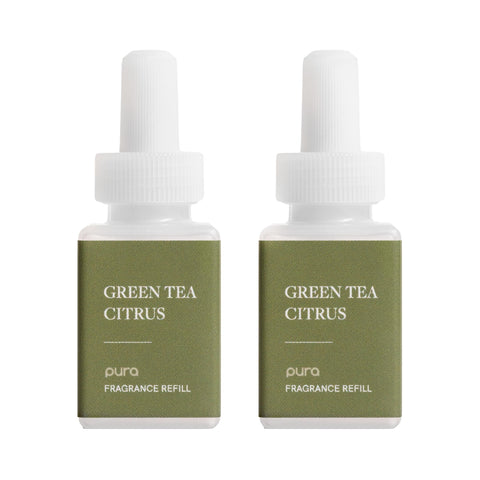 Pura Green Tea Citrus refill package front, premium fragrance for a refreshed living space.