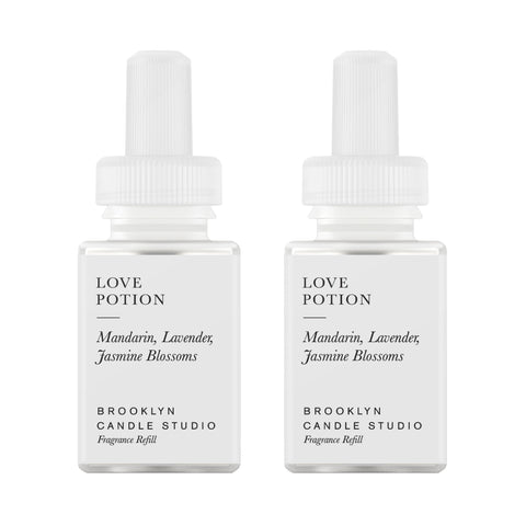 Pura Love Potion refill box showing long-lasting fragrance for smart diffusers.