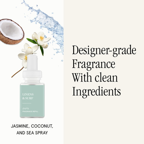 Pura Mini Linens & Surf refill highlights fragrance option