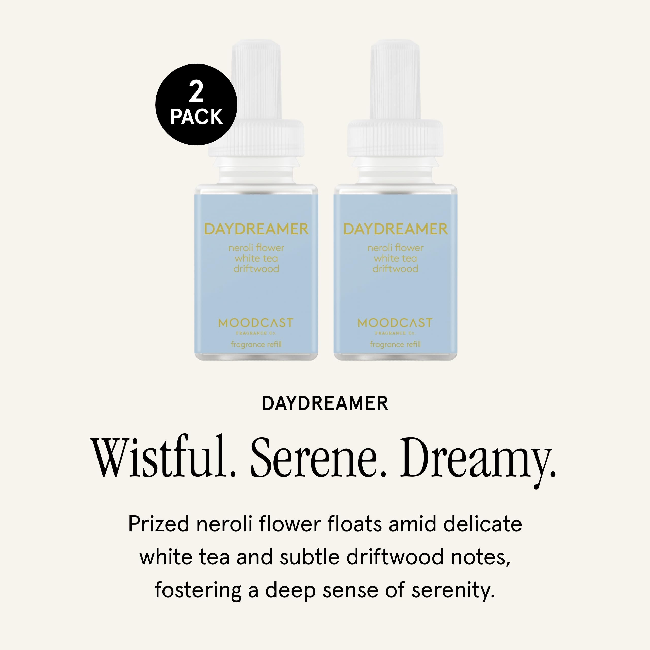 Pura Moodcast Daydreamer refill pack back panel with usage tips