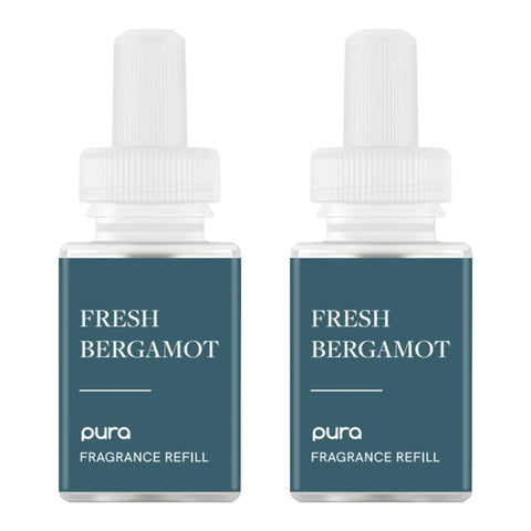 Pura Open Air refill bottle showing fresh bergamot notes for a clean aroma.