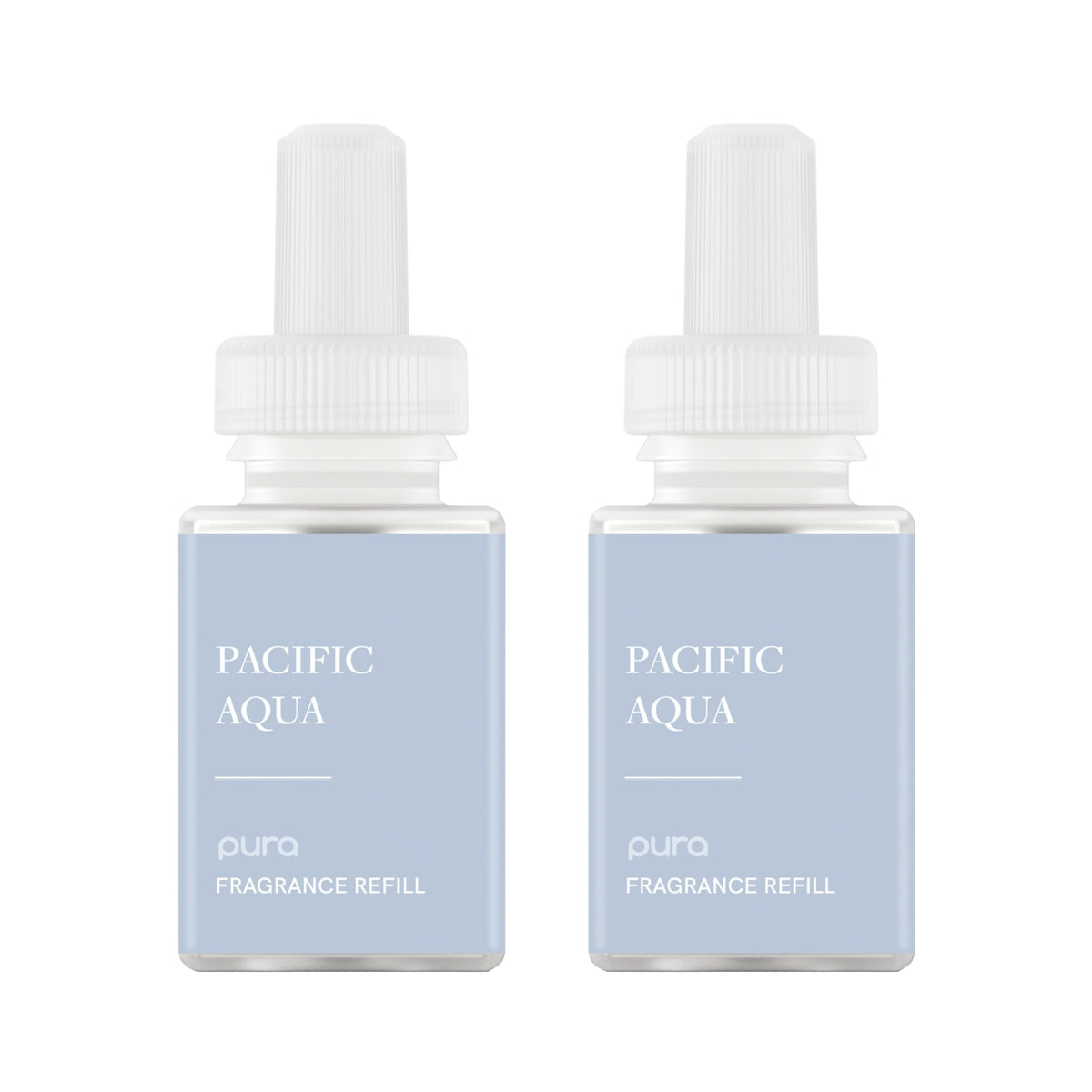 Pura Pacific Aqua 2-pack refill ready for use, promising lasting home scent.
