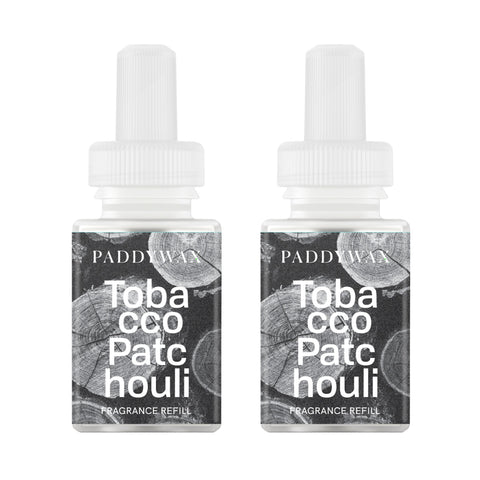 Pura Paddywax refill bottle with tobacco and patchouli notes enhances living spaces