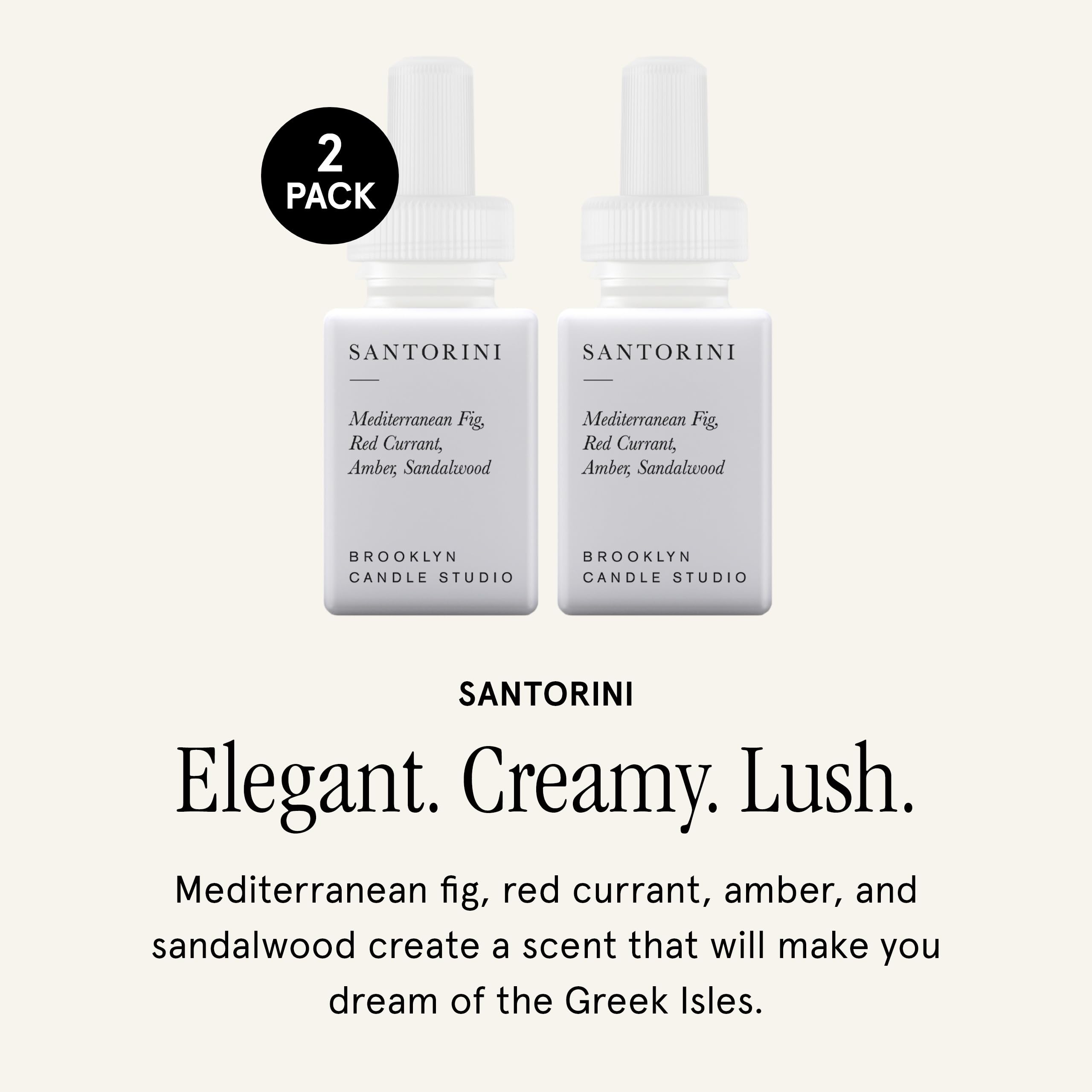 Pura Santorini diffuser vial close-up shows premium fragrance notes