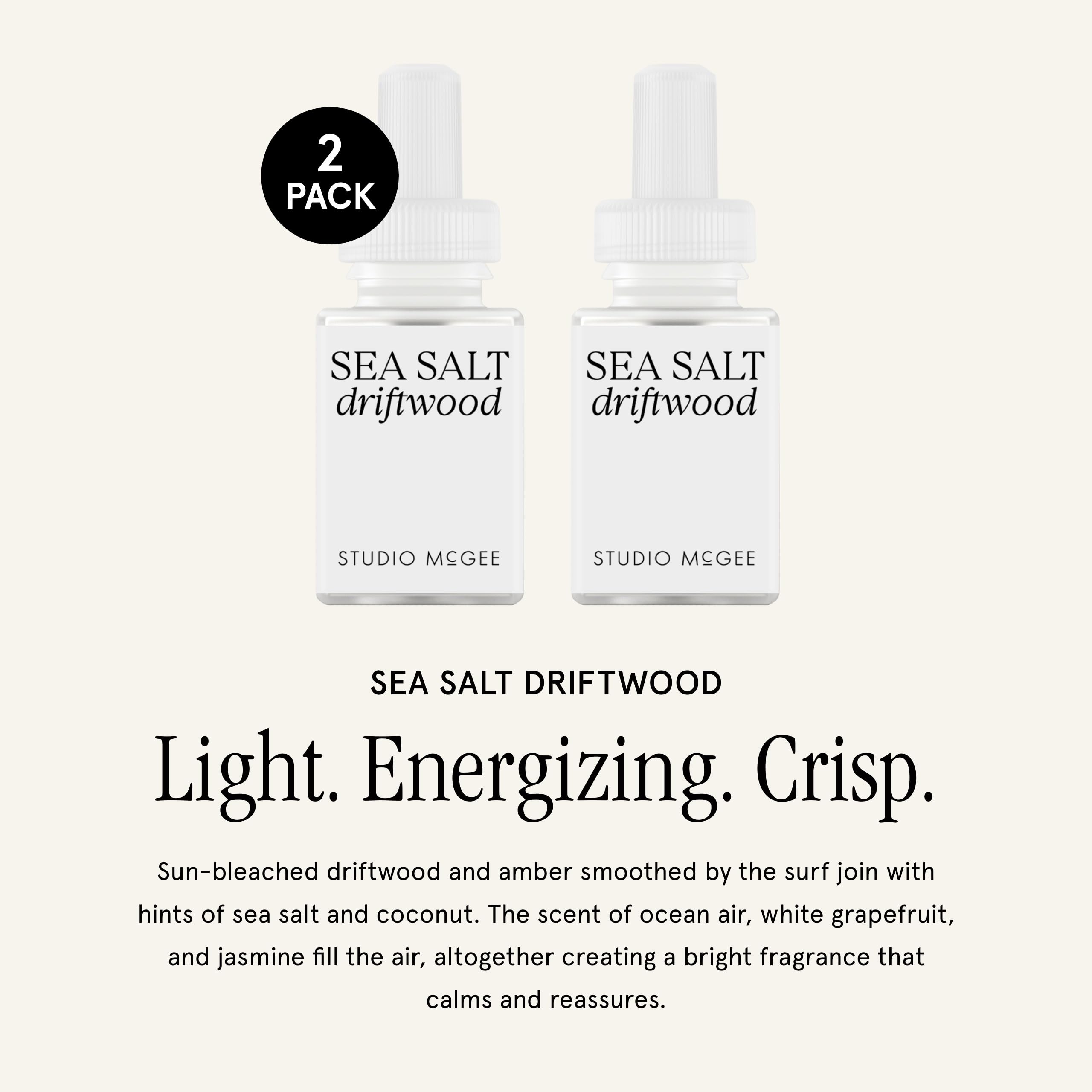 Pura Sea Salt Driftwood diffuser with compatible refill in view