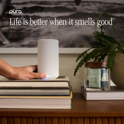Pura smart fragrance enhances room energy with smartphone control.