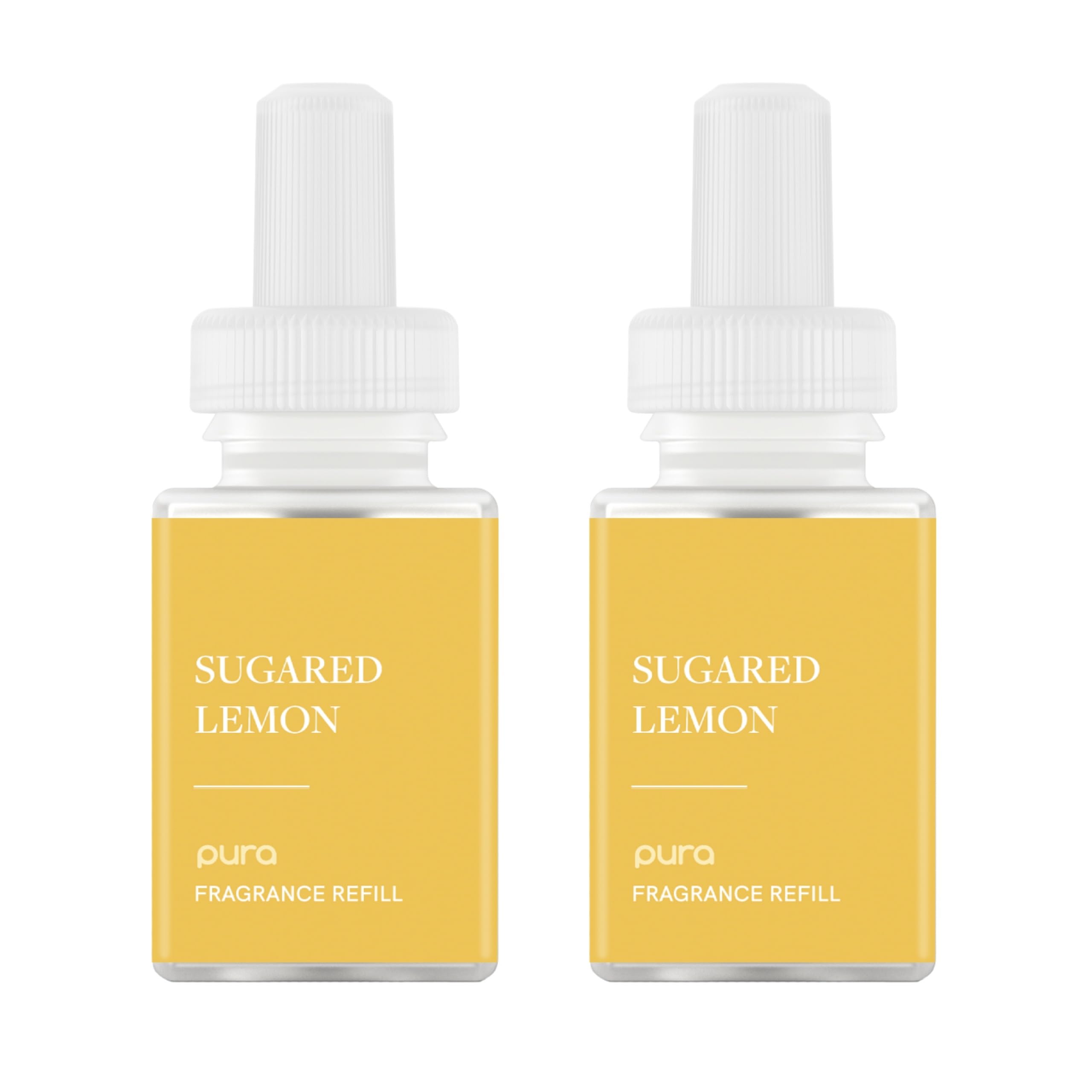 Pura Sugared Lemon refill pack shown, delivering long-lasting fragrance for home environments.