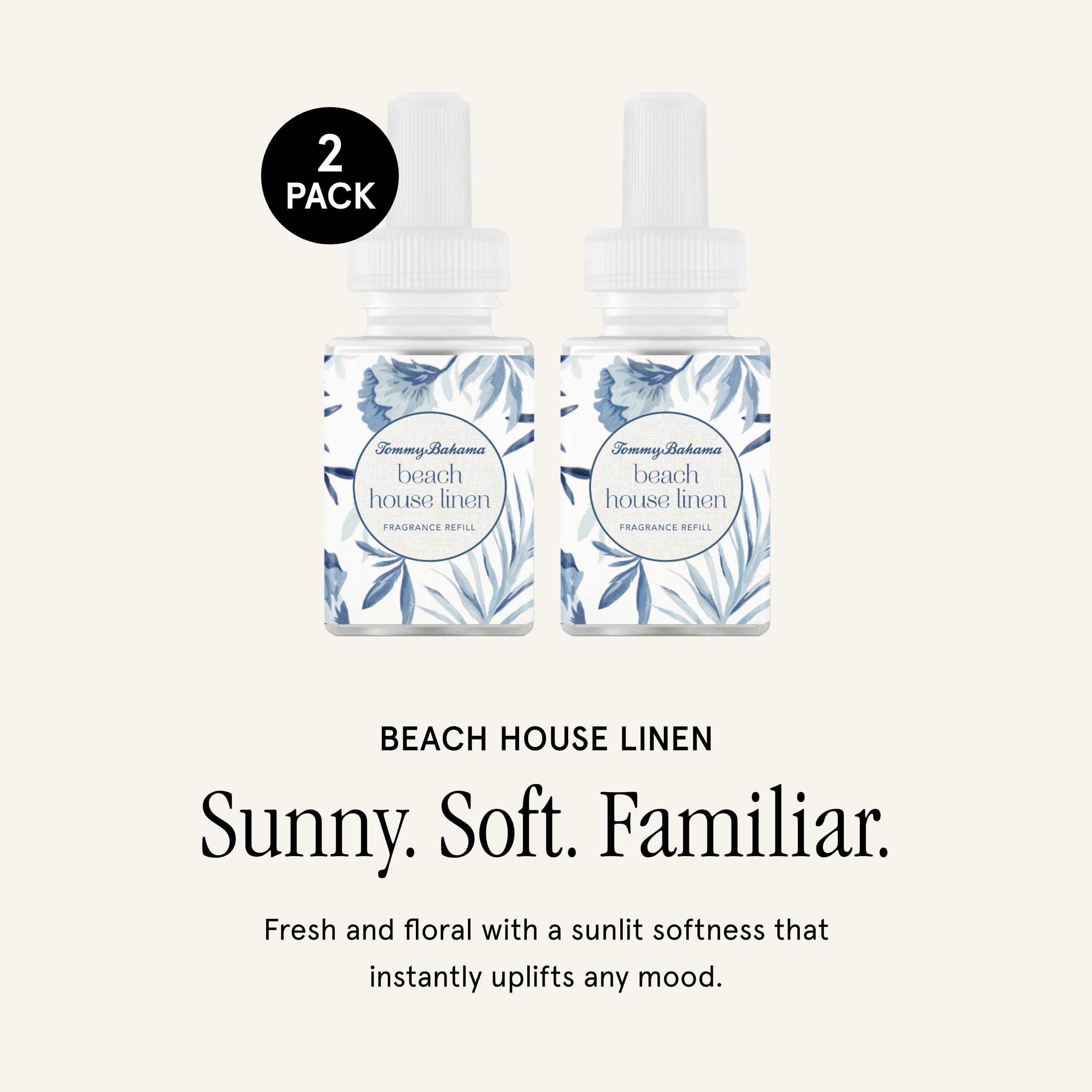 Pura Tommy Bahama Beach House Linen diffuser bottle close-up for island-inspired ambiance.