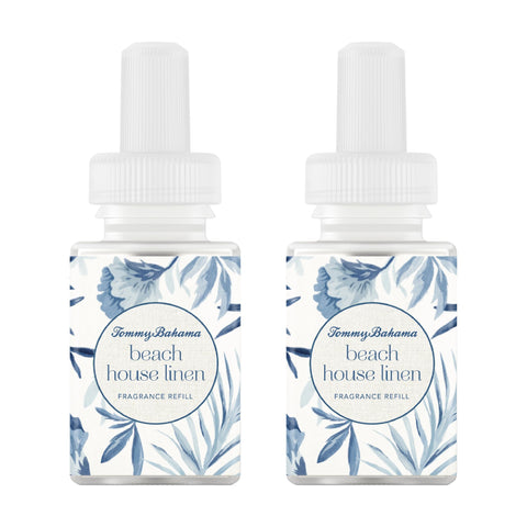 Pura Tommy Bahama Beach House Linen refill bottle displayed for easy scent refreshment.
