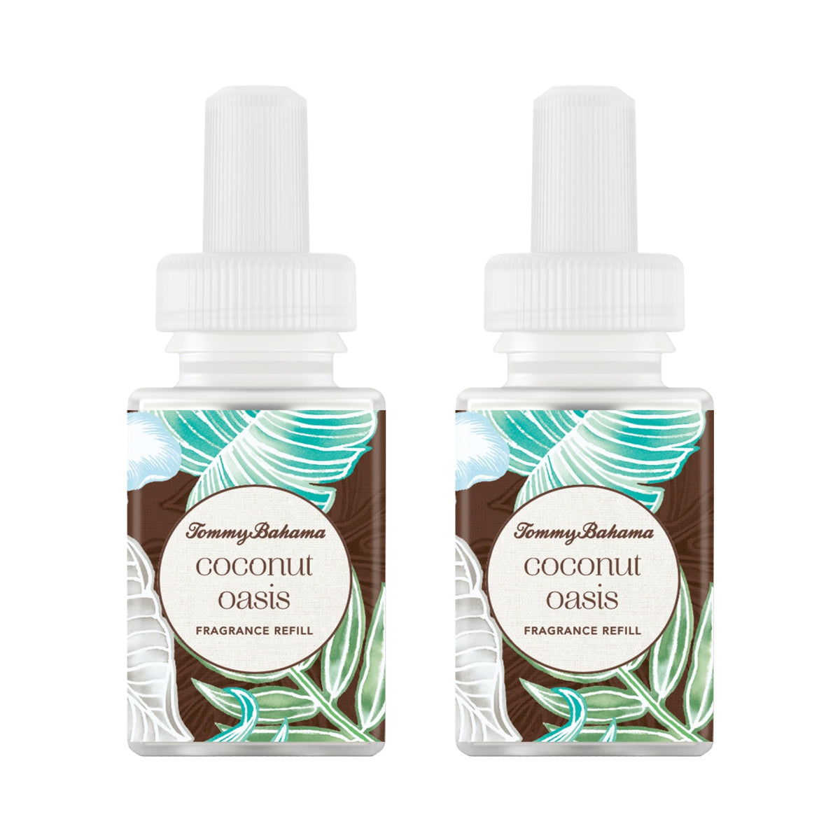 Pura Tommy Bahama Coconut Oasis refill two-pack delivering a lasting tropical fragrance for living spaces.