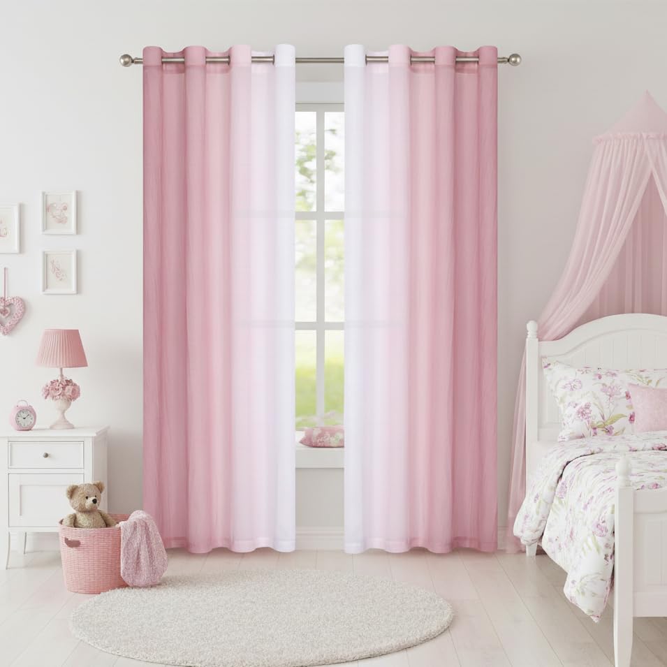 Purainbow bedroom decor curtain adds gentle pink vibe to space