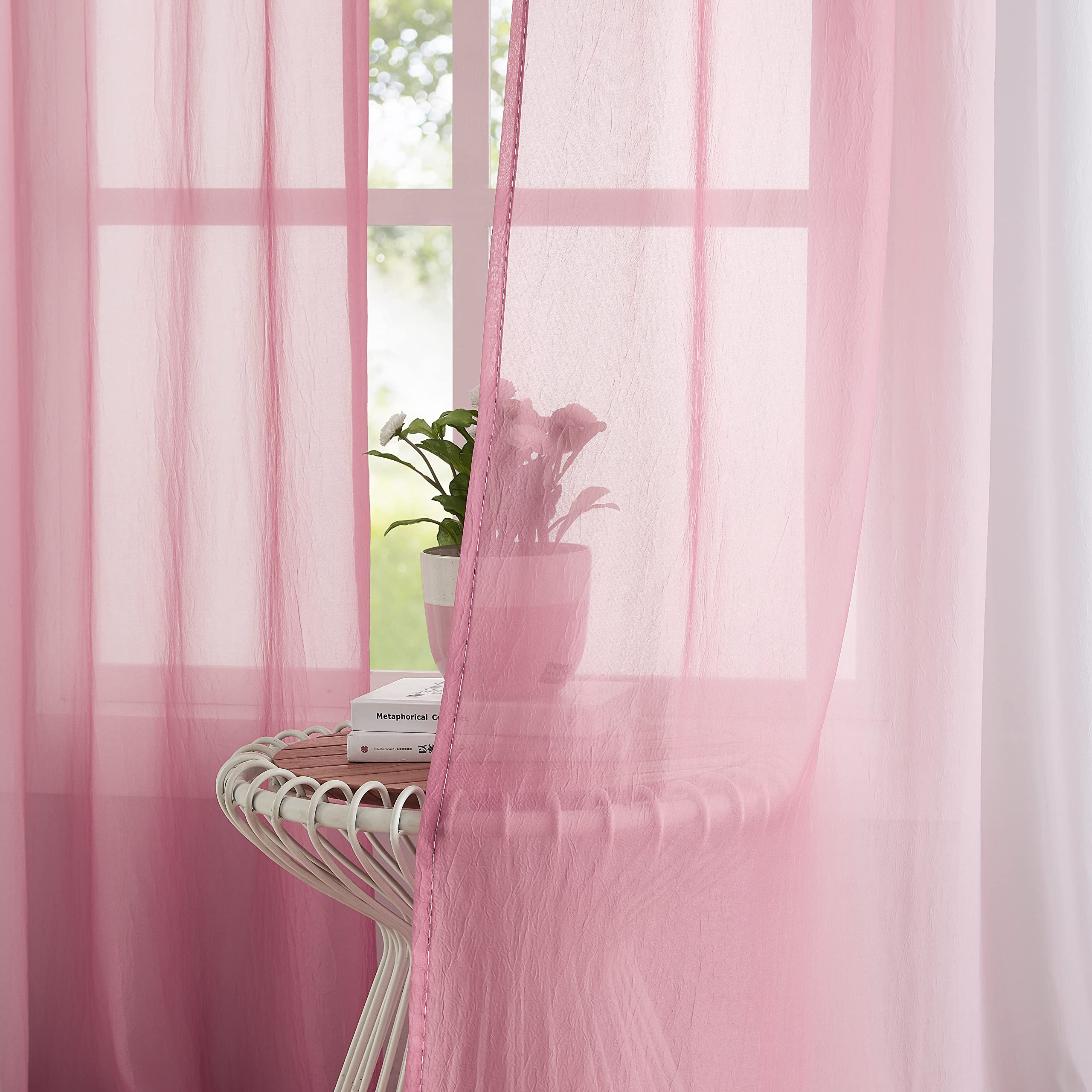 Purainbow pink-ombre gradient curtain closeup highlighting delicate color transition