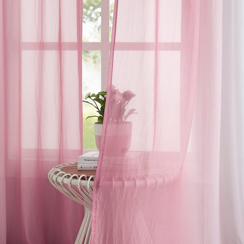 Purainbow pink-ombre gradient curtain closeup highlighting delicate color transition