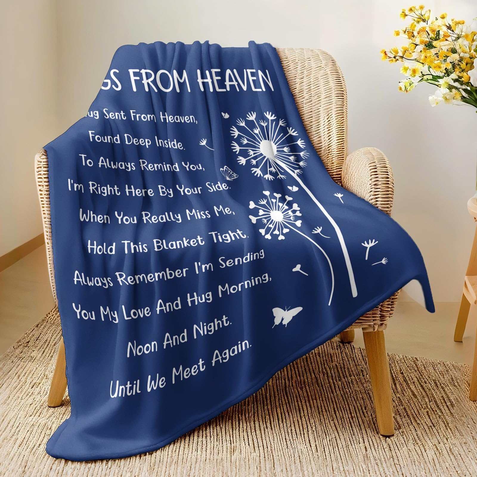 Purdicra memorial blanket in a bedroom setting, easy care with long-lasting color