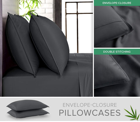 Pure Bamboo flat sheet draped across bed illustrating generous cooling coverage.