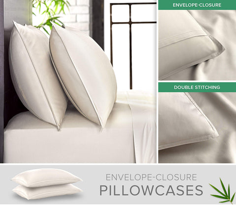 Pure Bamboo Full Sheets flat sheet close-up shows smooth, luxe weave.