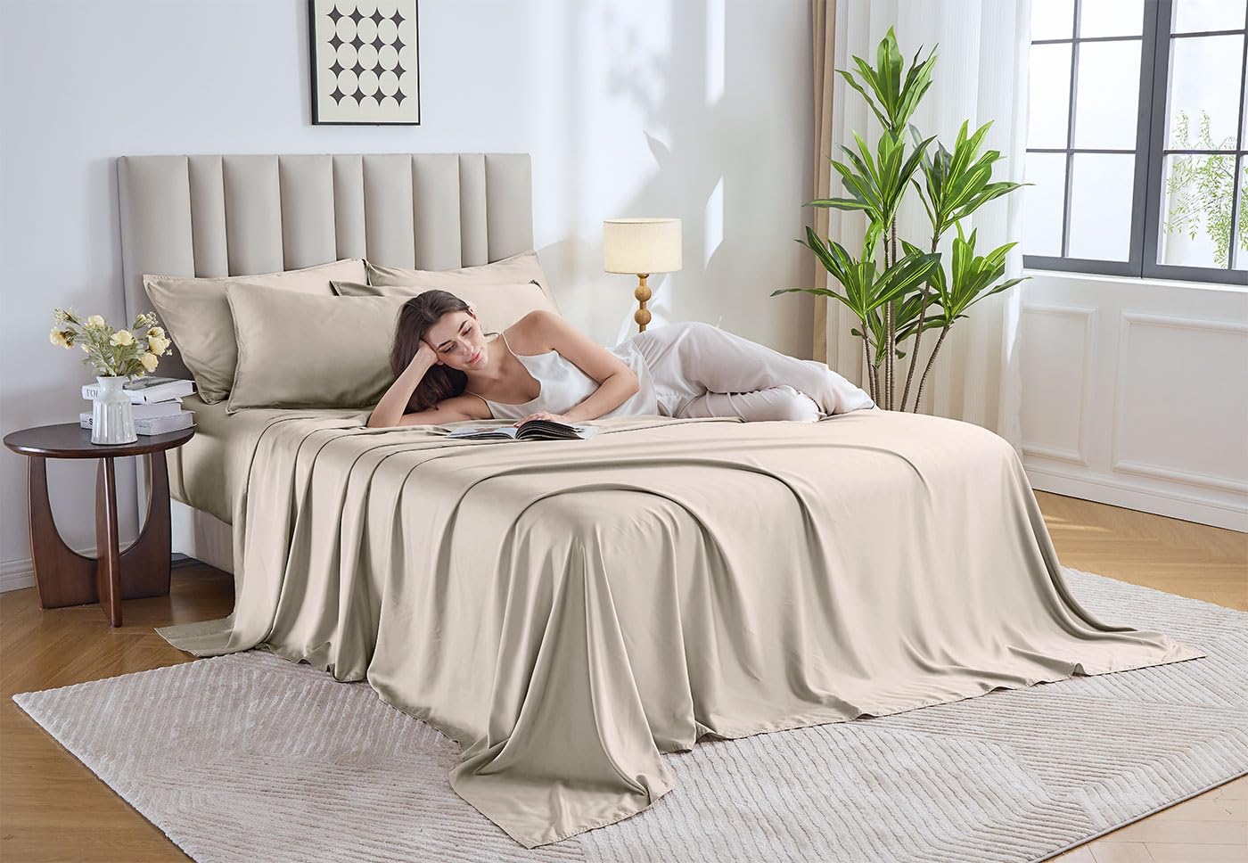 Pure Bamboo full sheets close-up highlights luxuriously soft, cooling fabric