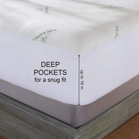 Pure Bamboo protector with noiseless design prevents crinkles during sleep
