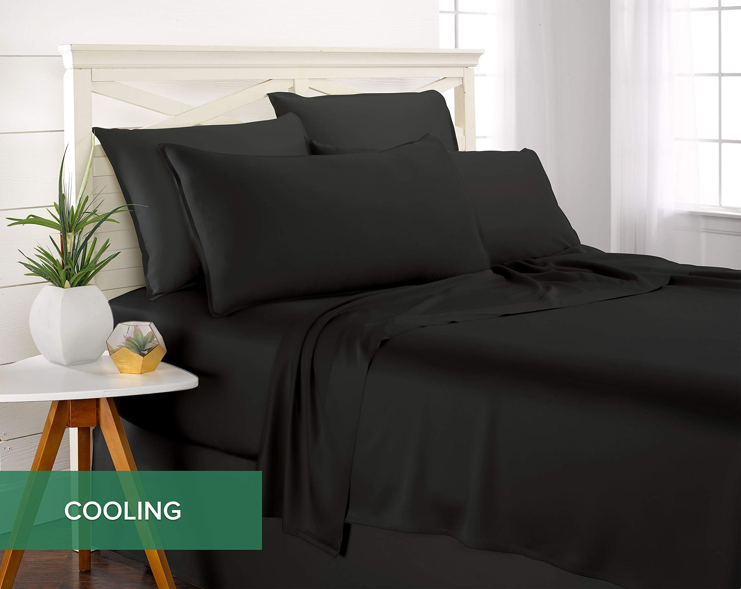 Pure Bamboo king sheets 300-thread-count satin weave softness and durability.