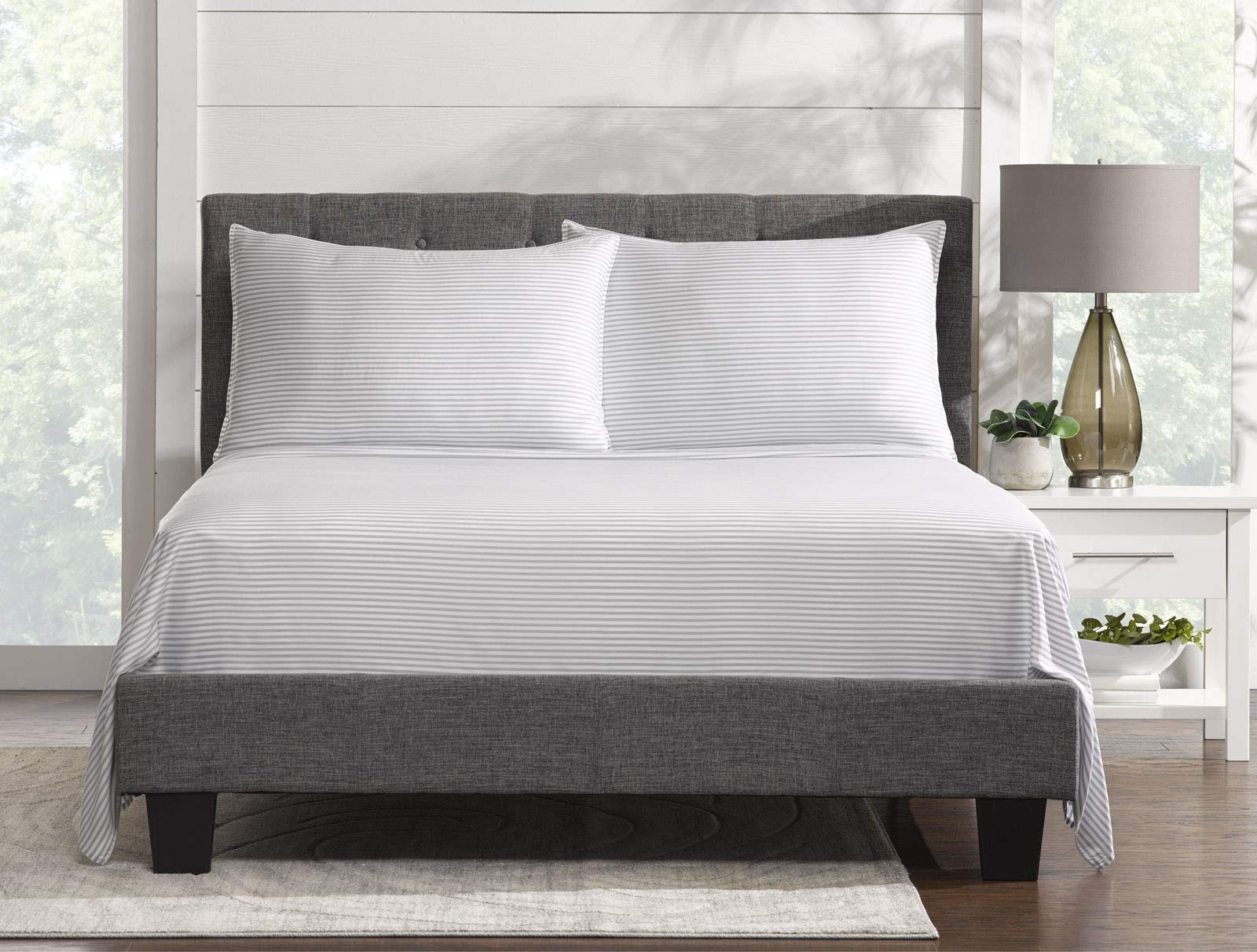 Pure Bamboo King Sheets close-up reveals 300-thread-count sateen weave for softness.