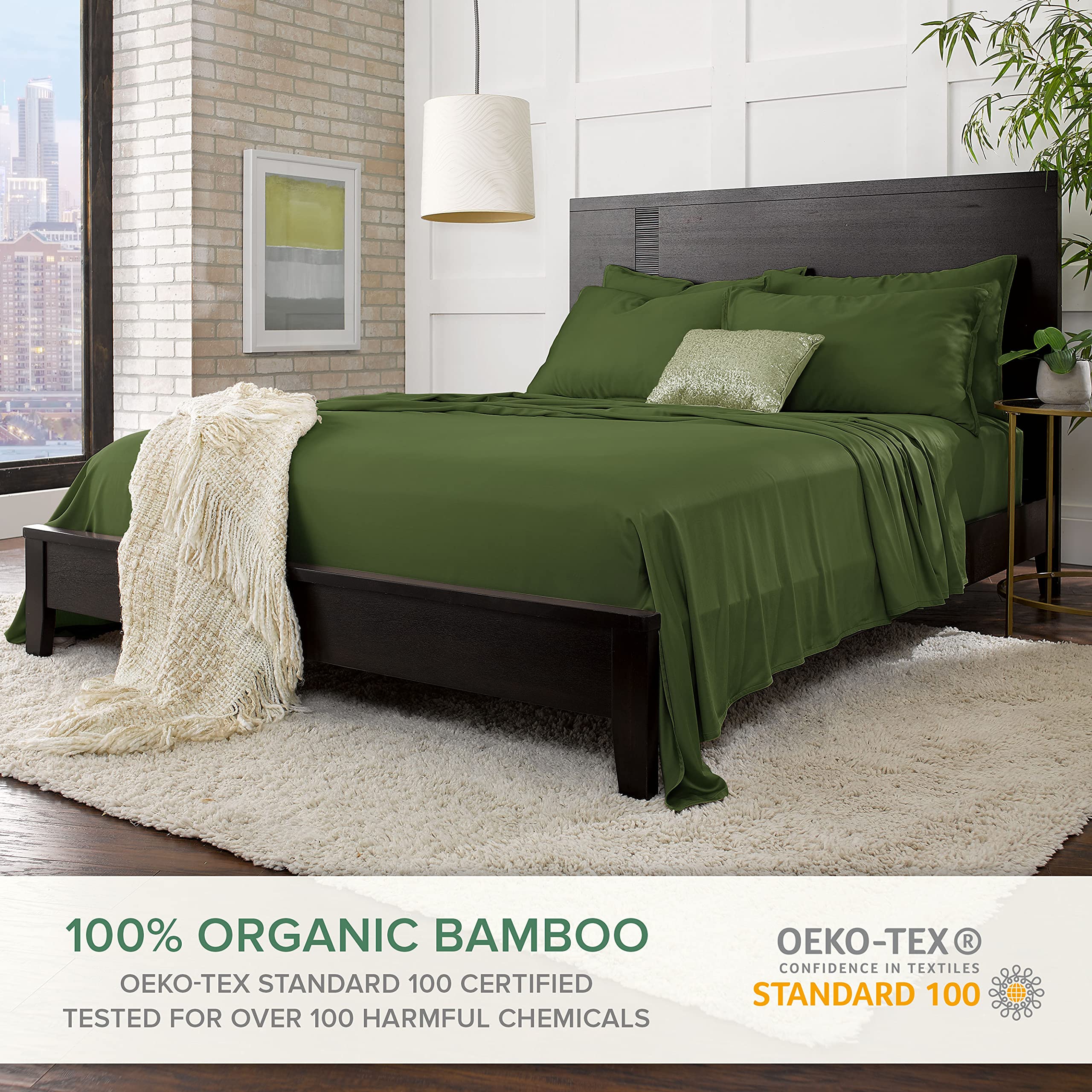 Pure Bamboo King Sheets close-up shows 300-thread-count sateen softness.