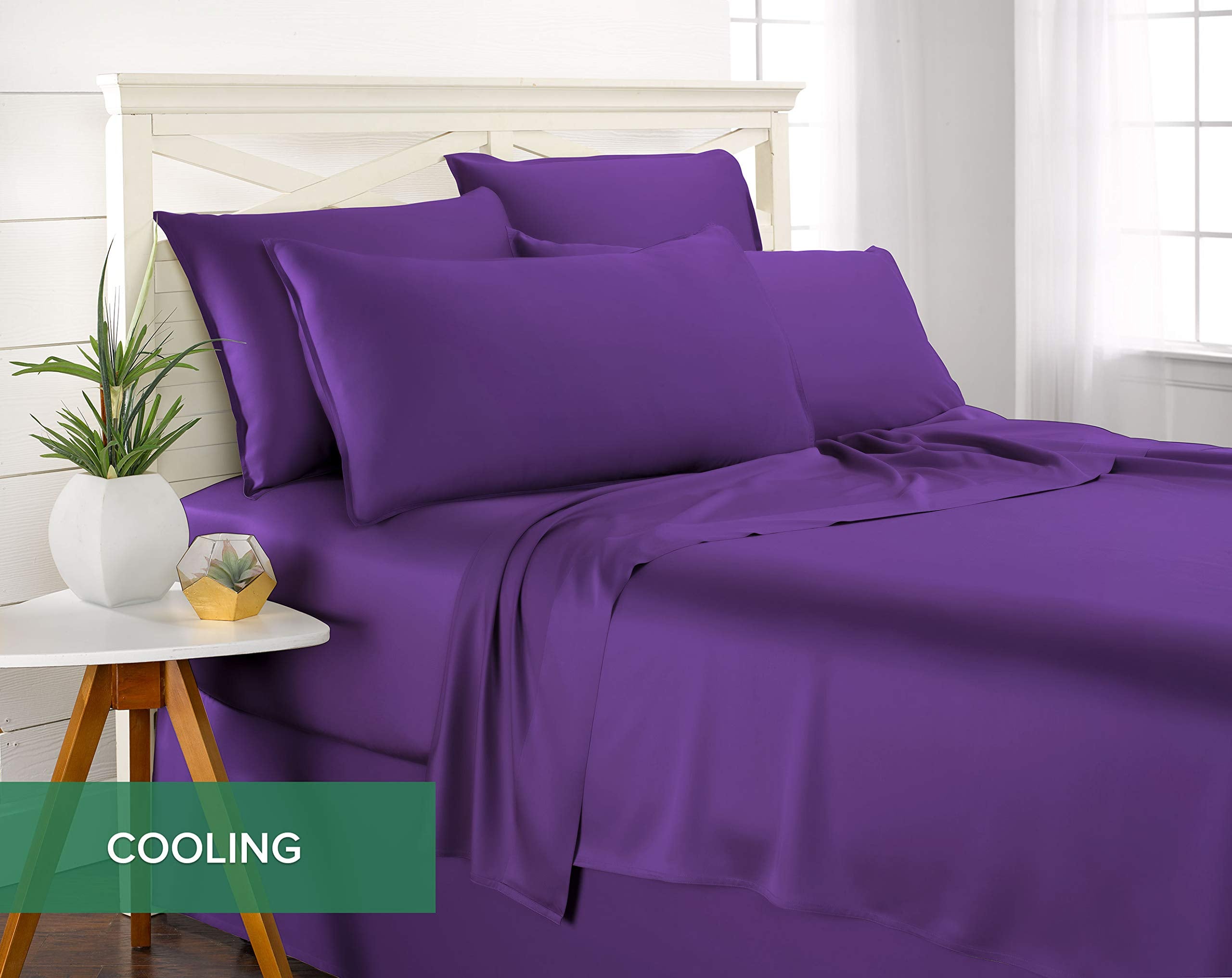 Pure Bamboo King Sheets closeup fabric shows breathable, cooling viscose texture