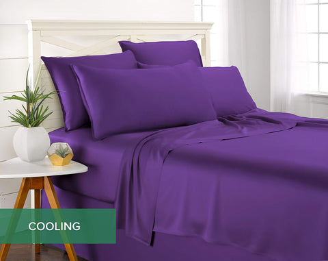 Pure Bamboo King Sheets closeup fabric shows breathable, cooling viscose texture