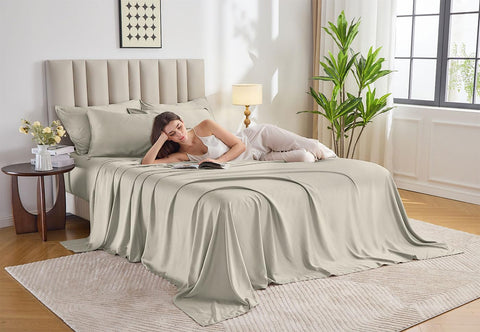 Pure Bamboo King Sheets with deep fitted pocket fitting mattresses up to 16 inches.