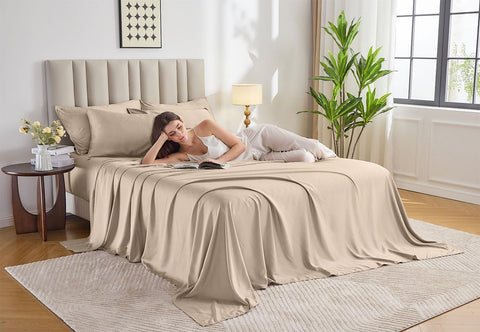 Pure Bamboo king sheets double-stitched seams - reinforced durability.