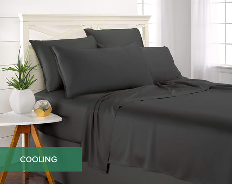 Pure Bamboo King Sheets double-stitched seams signify durable construction.