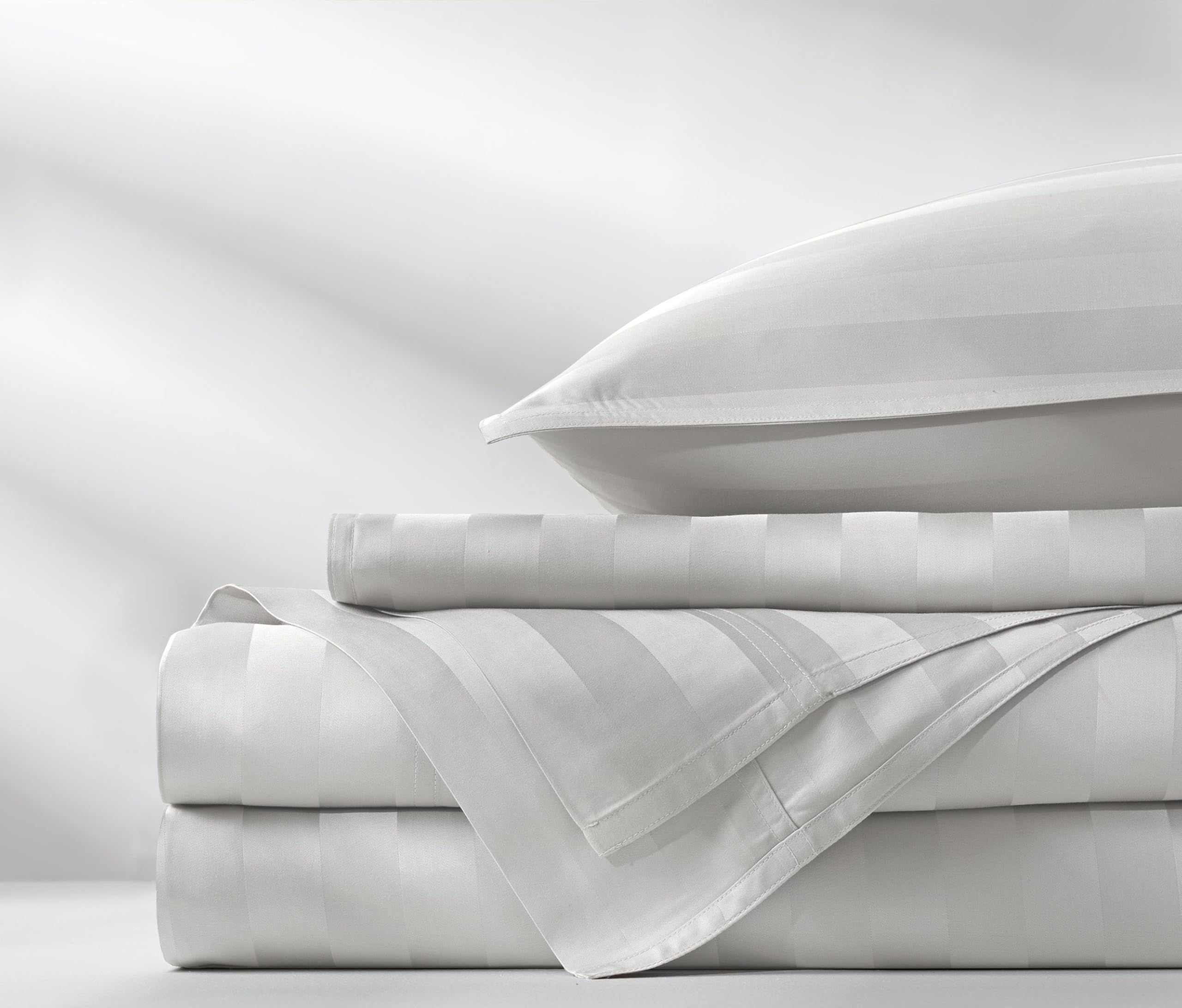 Close-up of double-stitched seams on Pure Bamboo King Sheets for durability