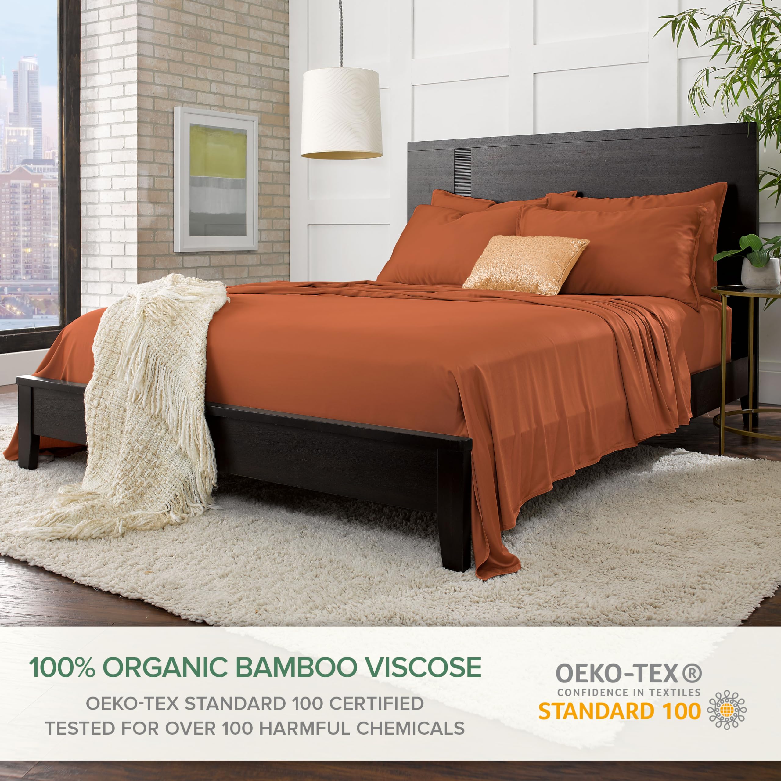 Pure Bamboo King Sheets fabric close-up shows breathable bamboo viscose.