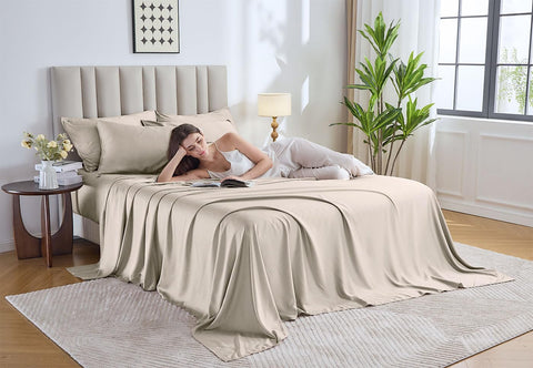 Pure Bamboo king fitted sheet with deep pockets fits up to 16 inches.