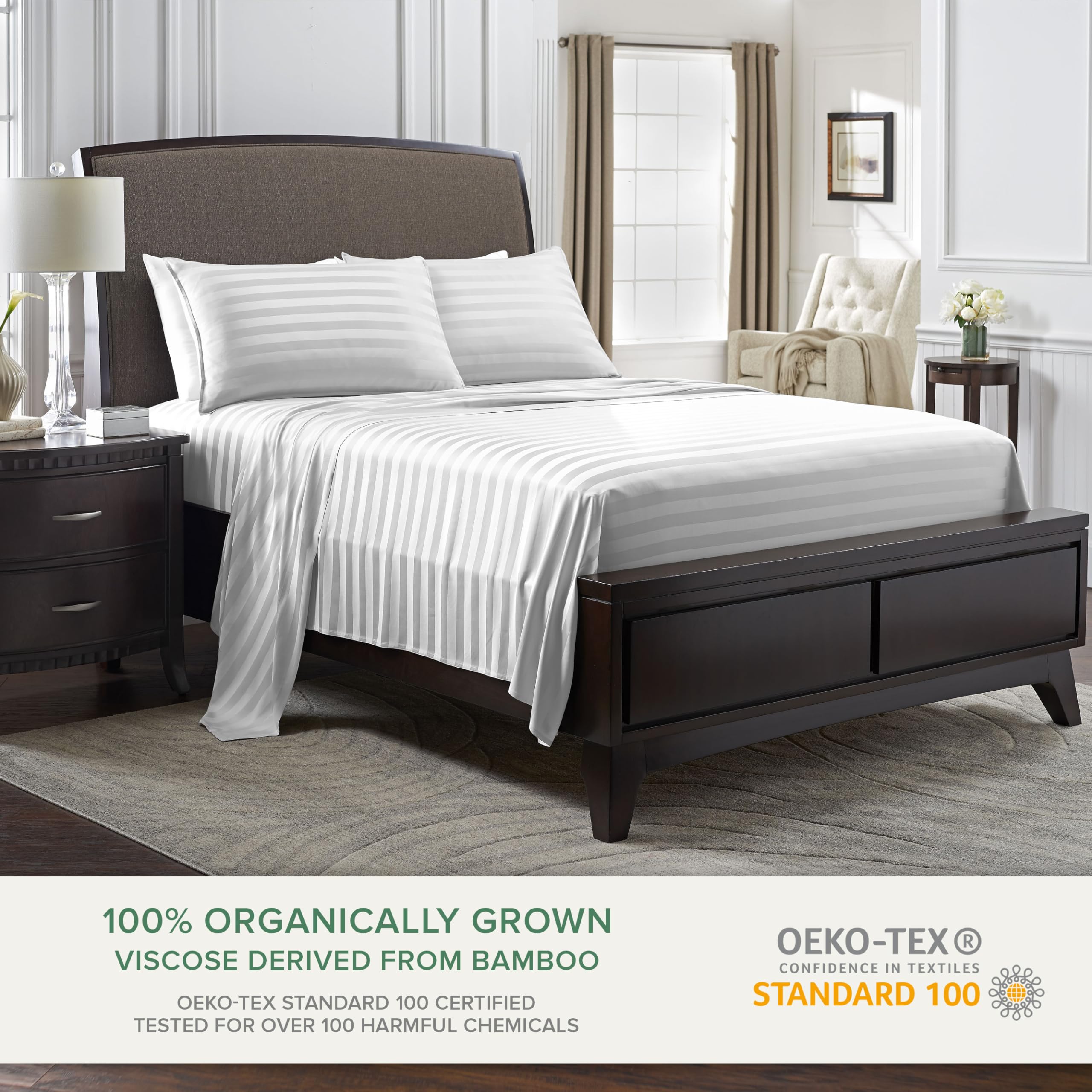 Pure Bamboo King Sheets fitted sheet with deep pockets for snug mattress fit