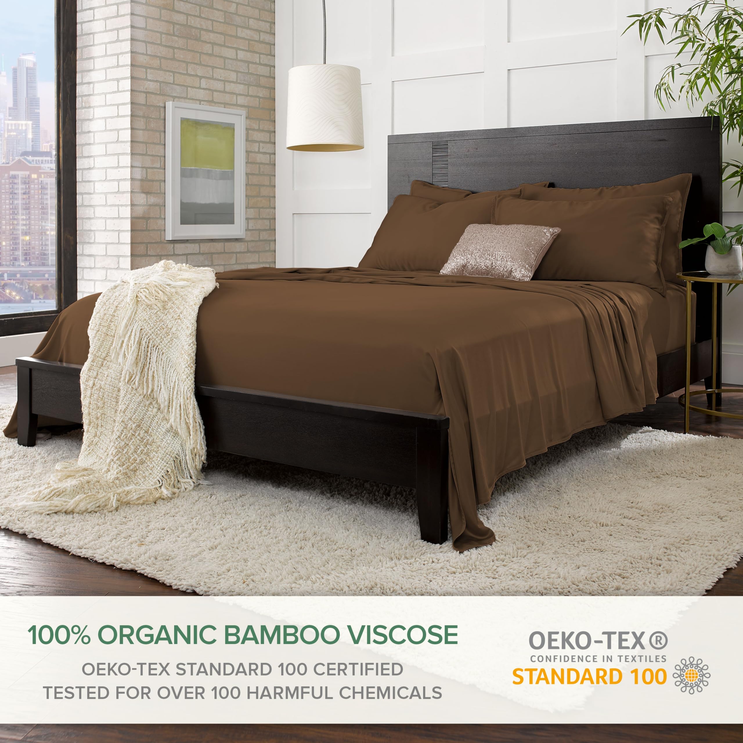 Pure Bamboo king sheets flat sheet drapes smoothly with silky, breathable fabric