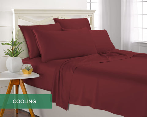Pure Bamboo King Sheets flat sheet draped on a bed.