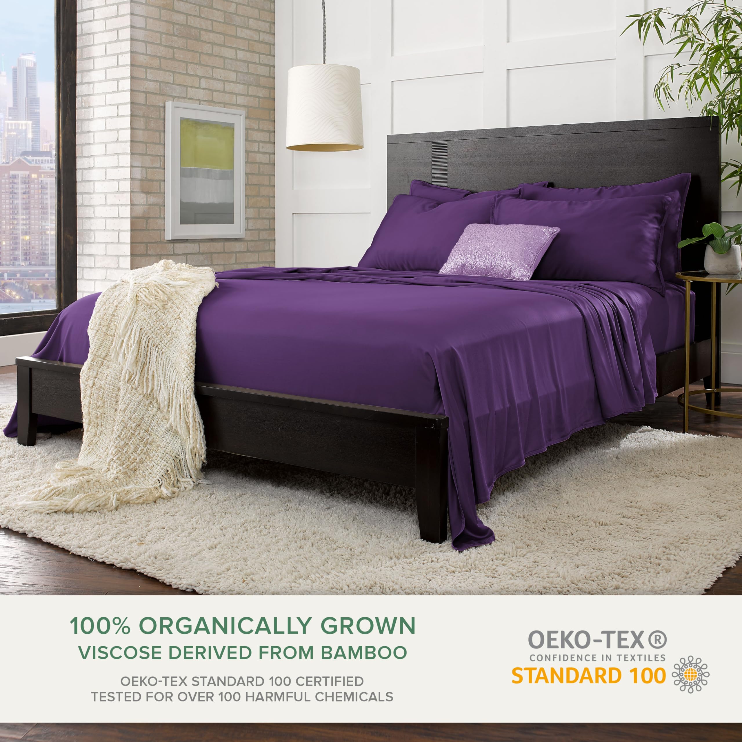 Pure Bamboo King Sheets flat sheet displays silky softness for all-season comfort