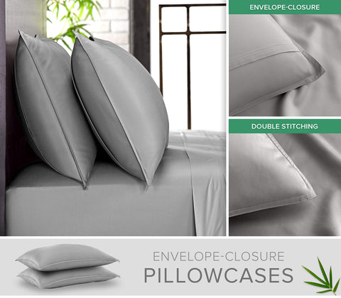 Pure Bamboo king pillowcases with envelope closure and durable double stitching.
