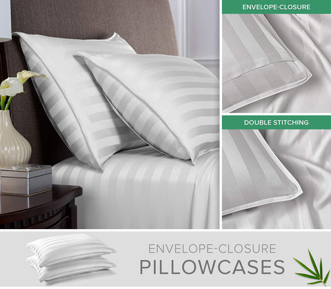 Pure Bamboo King Sheets pillowcases with overlap closure for secure sleep