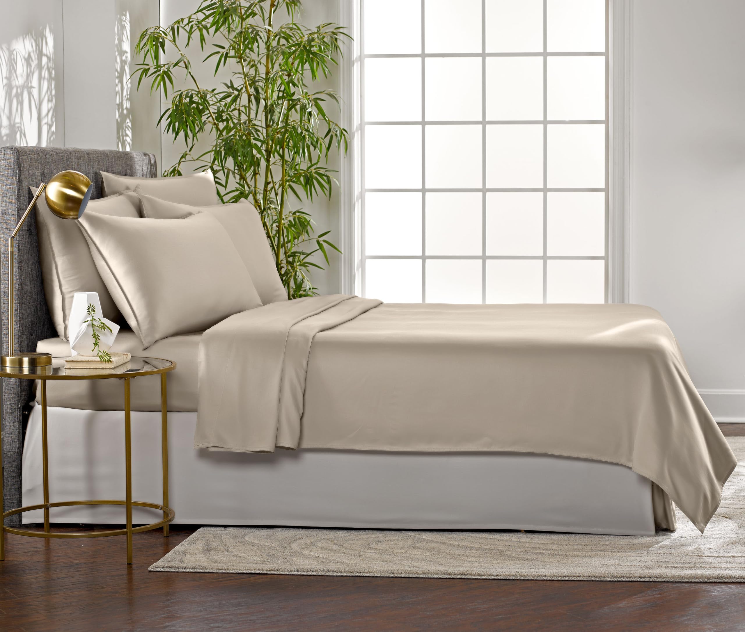 Pure Bamboo king sheets stitching detail emphasizes double-stitched seams for longevity.
