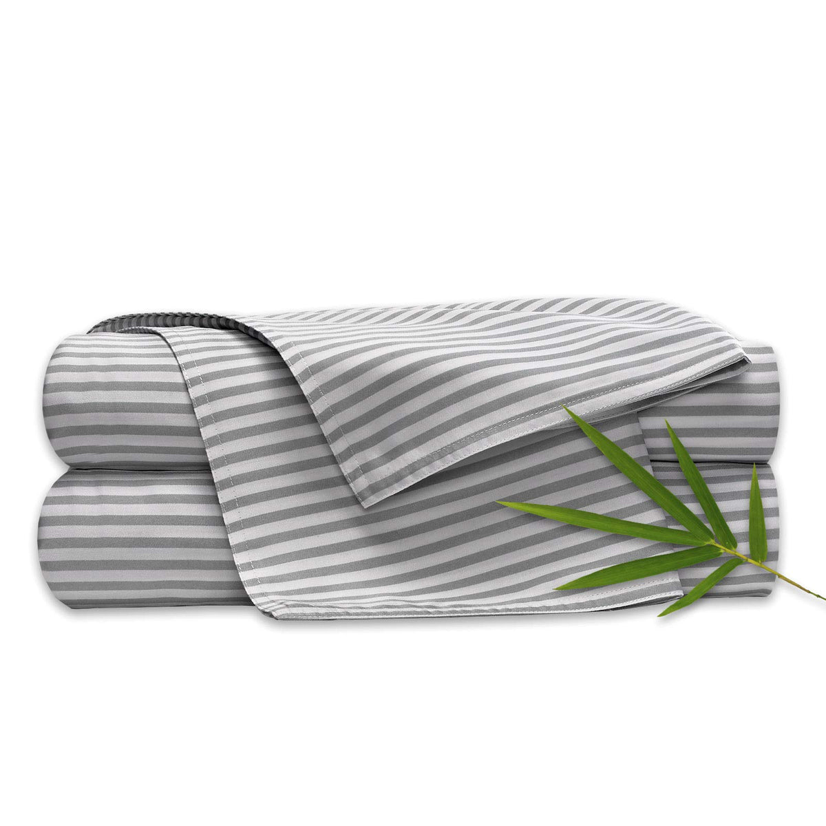 Pure Bamboo King Sheets close-up of striped weave, silky soft and breathable.