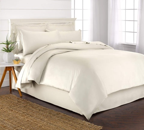 Pure Bamboo queen duvet cover in ivory with cooling viscose for luxurious sleep