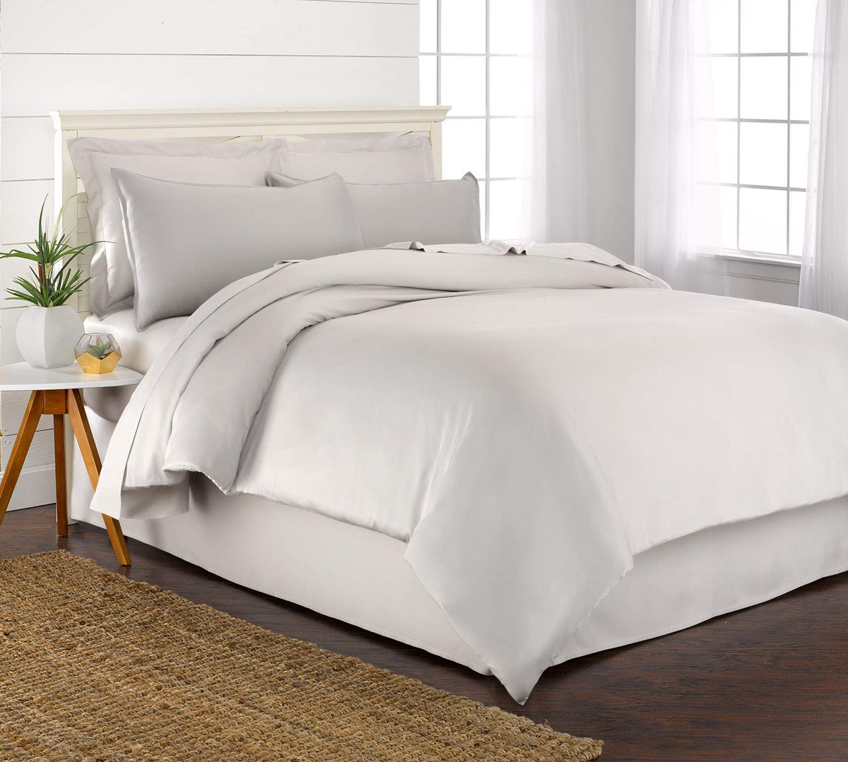 Pure Bamboo Queen duvet cover displays silky soft, breathable viscose from bamboo for cooler, comfortable sleep
