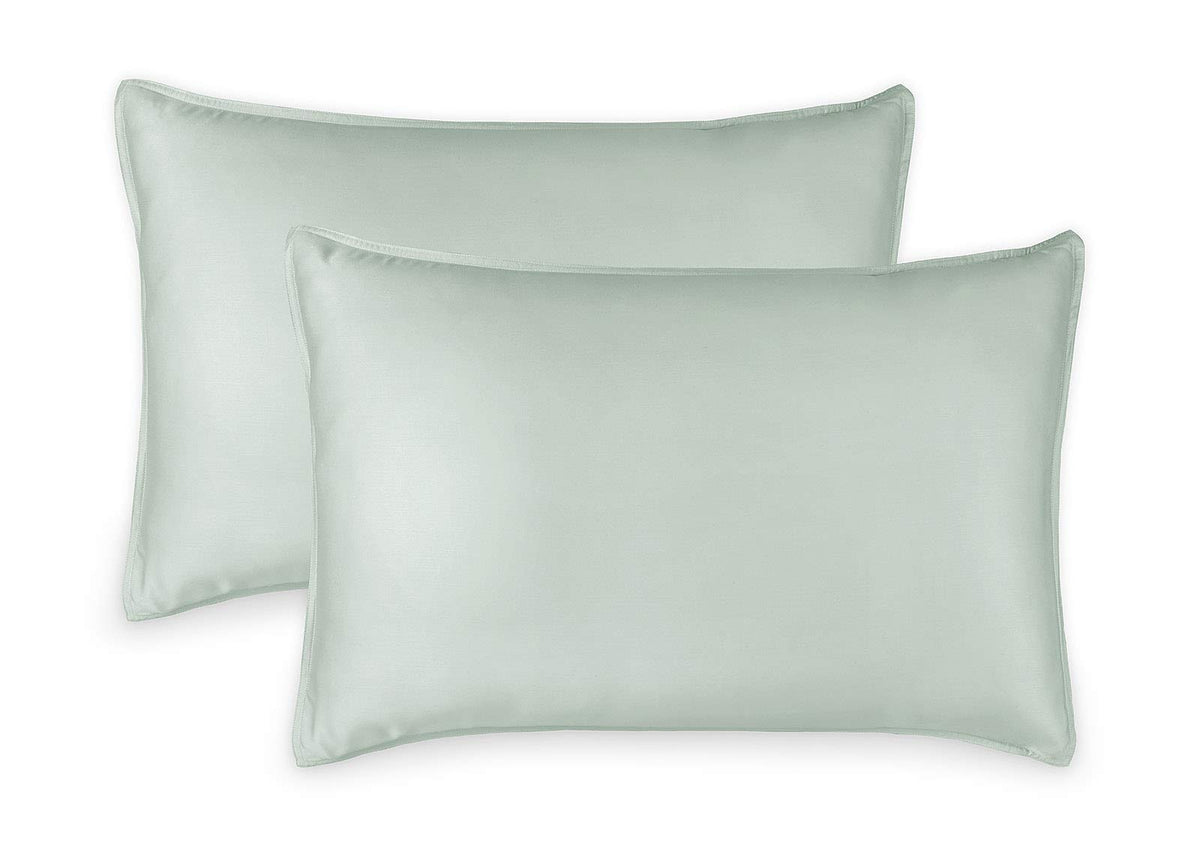 Pure Bamboo Queen Pillowcase Sea Glass close-up shows silky softness and cooling feel