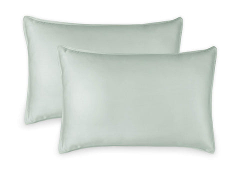Pure Bamboo Queen Pillowcase Sea Glass close-up shows silky softness and cooling feel