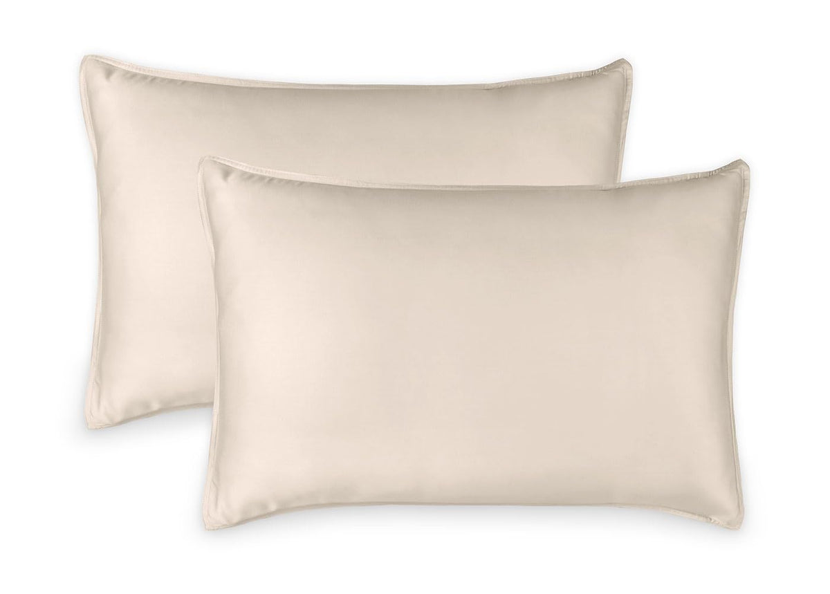 Pure Bamboo Queen Pillowcases Creme offer cooling, silky softness with envelope closure.