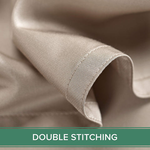Pure Bamboo Queen Pillowcases in sand double stitching ensures durable seams.