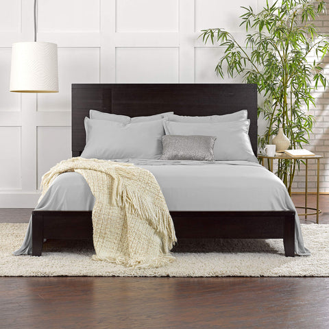 Pure Bamboo Queen Sheets in a bedroom scene highlighting spa-like bedding quality
